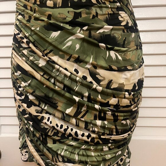 Windsor One Shoulder Camo Ruched Mini Dress NWOT - Picture 3 of 7